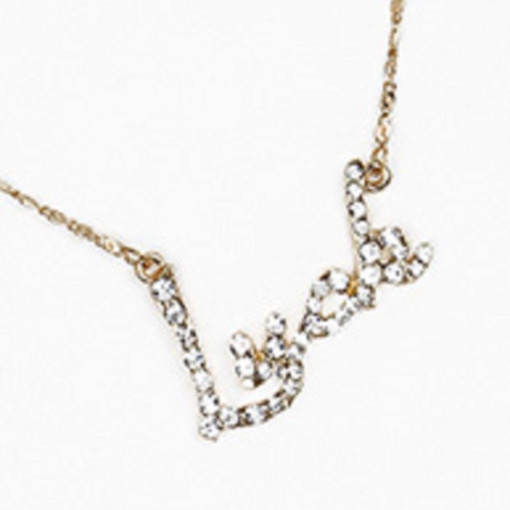GOLD TONE CRYSTAL LUCK NECKLACE - Picture 4 of 9